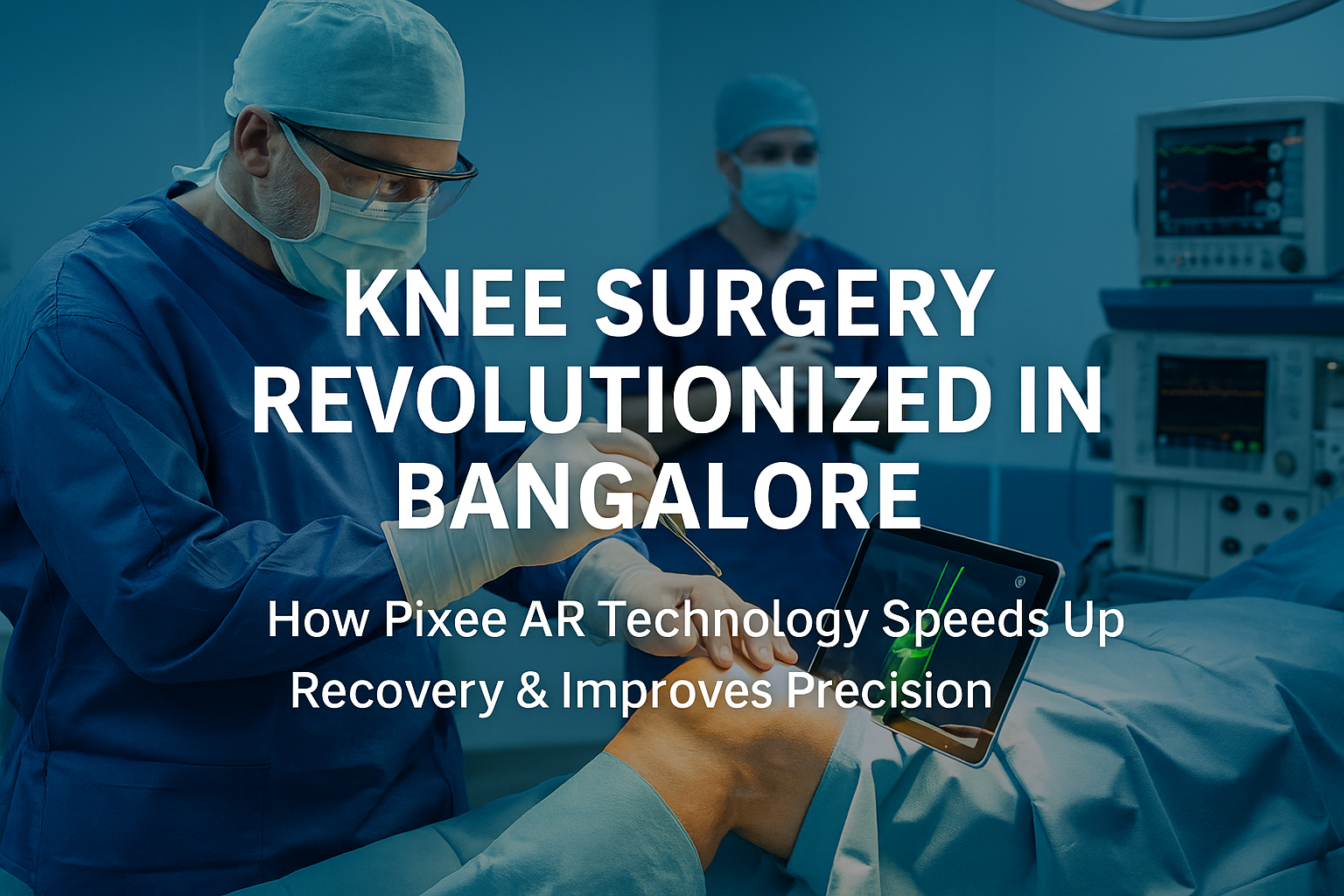 Orthopedic surgeon using Pixee AR technology for knee replacement in Bangalore operating room